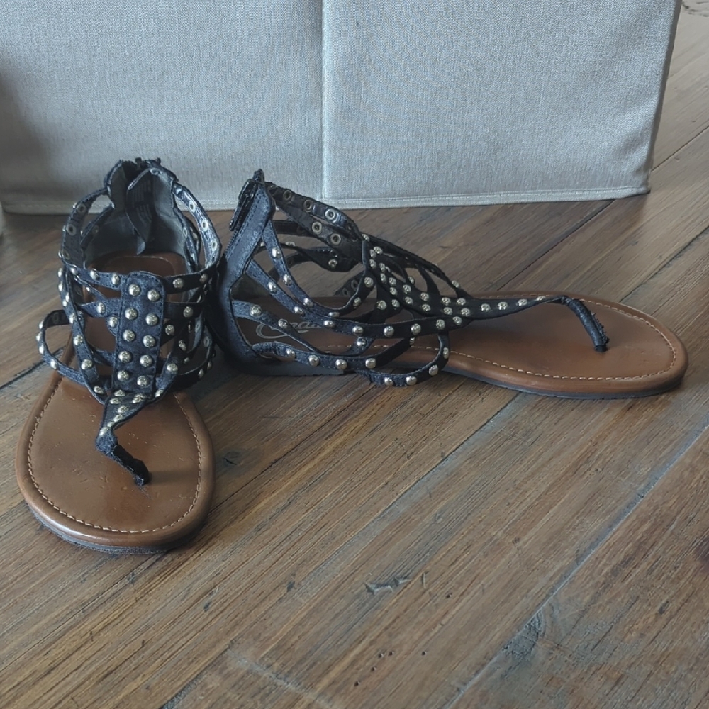 Candie's Black Studded Gladiator Sandals